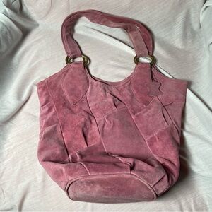 Leather Suede Patchwork Hobo Tote Bag
